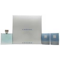 Azzaro Chrome Gift Set 100ml EDT + 75ml Aftershave Balm + 75ml All Over Shampoo