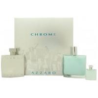 Azzaro Chrome Gift Set 100ml EDT + 100ml Aftershave Balm +7ml EDT