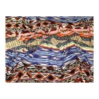 Aztec Stripe Print Stretch Slinky Jersey Knit Dress Fabric Multicoloured