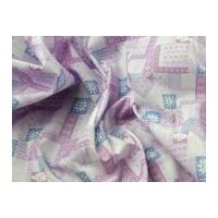aztec patchwork print polycotton dress fabric lilac