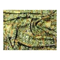 Aztec Patchwork Print Viscose Dress Fabric Green