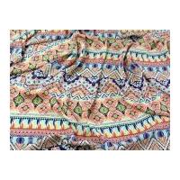 Aztec Stripe Print Polyester Crepe Dress Fabric Multicoloured