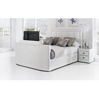 Azure Leather TV Bed, King Size, White Leather, Toshiba 32\