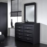 Azari Dressing Table With Mirror In Black Faux Leather