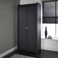 Azari Wardrobe In Black Faux Leather With 2 Doors