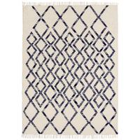 Aztec Ivory & Blue Flatweave Kelim Wool Rug 160x230