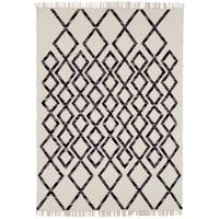 Aztec Ivory & Black Flatweave Kelim Wool Rug 160x230