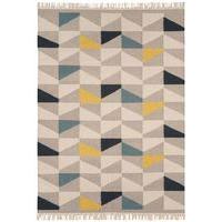 Aztec Blue & Mustard Geometric Flatweave Wool Rug 160x230
