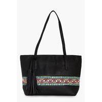 Aztec Mirror Trim Shopper Bag - black