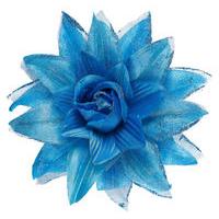 Azure Glitter Flower Hair Clip
