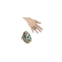 Azure Skull Gold Ring With Strass For Halloween Fancy Dress Accessory