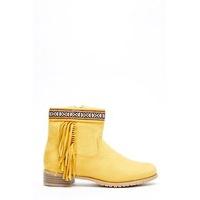 Aztec Trim Low Heel Boots