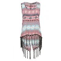 AZTEC FRINGE CHIFFON VEST