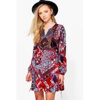 Aztec Skater Dress - wine