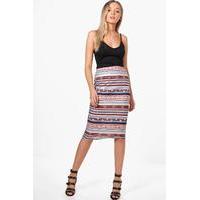 Aztec Foil Midi Skirt - multi