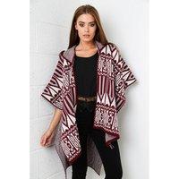 Aztec Hooded Cape in Maroon