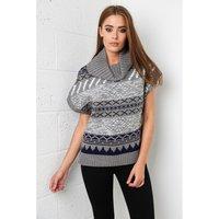 Aztec Roll Neck Jumper in Grey