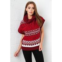 Aztec Roll Neck Jumper in Red