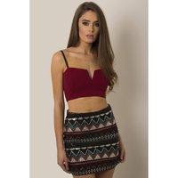 Aztec Print Sequin Mini Skirt