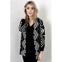 Aztec Knitted Cardigan in Black