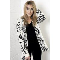 Aztec Knitted Cardigan in Off White