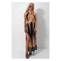 Azura Orange & Black Split Maxi Dress