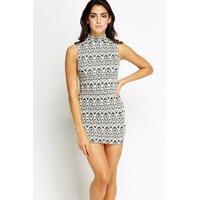 Aztec High Neck Bodycon Dress