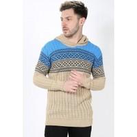 Aztec Print Hooded Neck Knitted Jumper