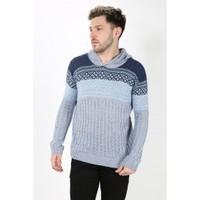 Aztec Print Hooded Neck Knitted Jumper