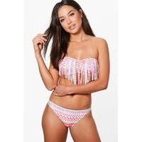 aztec fringed bikini pink