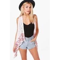 Aztec Trim Sleeveless Cardigan - rose