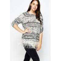 aztec fringed hem top