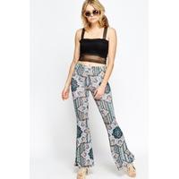 Aztec Retro Flare Hem Trousers