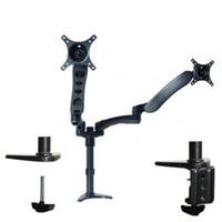 B-Tech BT7384 Full Motion Twin Flat Screen Desk Mount with Double Arms in Graphite Black