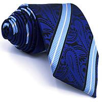 B8 Men\'s Necktie Tie Blue Paisley 100% Silk Business Fashion Wedding For Men