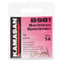 B981 Eyed Barbless Hooks - Size 14