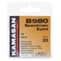 B980 Barbed Specimen Eyed Hooks - Size 20