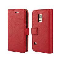 Bark Grain Genuine Leather Full Body Cover with Stand and Case for Samsung Galaxy S5 Mini