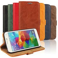 Bark Grain Genuine Leather Full Body Cover with Stand and Case for Samsung Galaxy S5 I9600