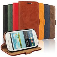 Bark Grain Genuine Leather Full Body Cover with Stand and Case for Samsung S3 Mini I8190N