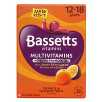 Bassetts Multivitamins + Evening Primrose Oil 12-18 Years Orange and Passion Fruit 30 Vitamins