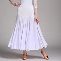 Ballroom Dance Tutus Skirts Women\'s Performance Chiffon Satin Lace Milk Fiber Splicing 1 Piece Natural Skirt