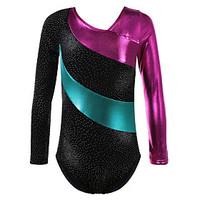 Ballet Leotards Children\'s Performance Spandex Polyester Splicing 1 Piece Long Sleeve Leotard