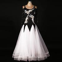 ballroom dance dresses training spandex organza lace draped paillettes ...