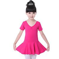 Ballet Dresses Children\'s Training Cotton Ruched 1 Piece Short Sleeve Natural Dress