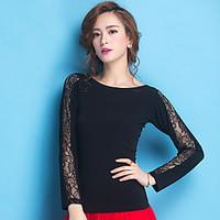 Ballroom Dance Tops Women\'s Training Lace Viscose Lace 1 Piece Long Sleeve Natural Top
