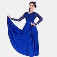 Ballroom Dance Dresses Women\'s Performance Lace 1 Piece Black / Blue / Fuchsia / Green / Red / White / Yellow