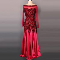 ballroom dance dresses womens performance velvet draped 1 piece long s ...