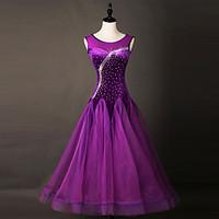 Ballroom Dance Dresses Women\'s Performance Chinlon Organza Crystals/Rhinestones 1 Piece Sleeveless Dress