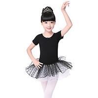Ballet Dresses Kid\'s Cotton Bowknot 2 Pieces Short Sleeve Dress Headpieces